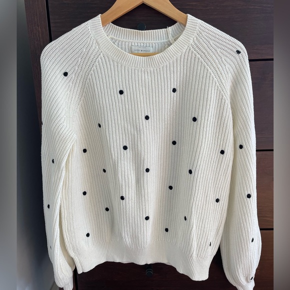 Lucky Brand cream sweater with black polka dots. - Picture 1 of 3